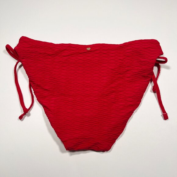 Victoria Secret XL Bikini Bottom Classic DOUBLE Side Tie Textured Red - Picture 2 of 6